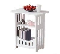 FACAIIO Tavolino da notte, design superiore e inferiore, con ripiano e libreria, in PVC resistente e resistente all'usura, per comodino, tavolino da caffè (doppi livelli)
