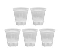 FACAIIO Vaso per orchidee con fori di drenaggio, per interni ed esterni, vaso da fiori in plastica, confezione da 5, trasparente/bianco, da 12 x 8,3 x 14 cm a 18 x 12,5 x 20,4 cm