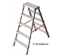 Facal Scala Doppia Alluminio Scaletta 5 Gradini Richiudibile Sgabello Da Interno