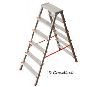 Facal Scala Doppia Alluminio Scaletta 6 Gradini Richiudibile Sgabello Da Interno