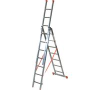 FACAL Scala in Alluminio Genia Trasformabile a Tre Rampe 7+7+7 Gradini Altezza max 502 cm - G250-3