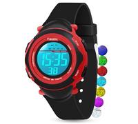 Facasu Orologio Digitale per Bambini, Ragazze e Ragazzi, Impermeabile, Luce Colorata, per Sport All'aria Aperta, Facile da Leggere e Regolare l'Ora Con Allarme (Negro)