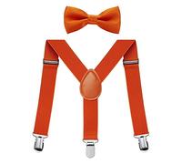 FACATH Bambino Papillon Set, Cinghie Regolabili, Bretelle Y e papillon Sets, regolabili con clip e papillons per ragazzi e ragazze - Arancione