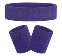 FACATH Set di fasce per il sudore Set di polsini per fasce sportive viola Bracciale in spugna per esercizi atletici Fasce per polsini per basket Fasce per traspirazione del sudore