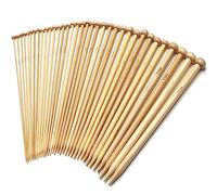 FACATH Set di ferri da maglia in bambù per principianti, adulti, 25 cm, punto singolo, 18 paia di ferri da maglia dritti in legno, misura US 2-10 (2,0-10,0 mm), ferri da maglia in legno per maglioni,