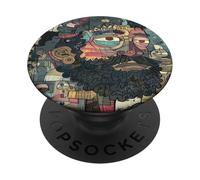 Facce all'interno dei volti: mosaico barbuto colorato caleidoscopio PopSockets PopGrip Adesivo