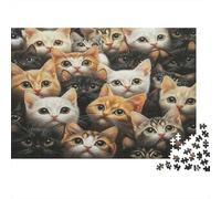 Facce di Gatti Puzzle 1000 Pezzi Carta Adulti Diverse Razze di Gatti Gioco di Puzzle 1000 Pezzi Relax Famiglia Regalo 52x38cm/1000pcs