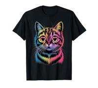 Faccia Colorata di Gatto con Occhi a Cuore Gli Amanti del Maglietta