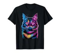 Faccia Colorata di Gatto con Occhi a Cuore Gli Amanti del Maglietta