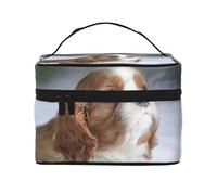 Faccia del Cavalier King Charles Spaniel, Borsa per il trucco Borsa per cosmetici Borsa da toilette da viaggio portatile Astuccio per matite Astuccio da toilette