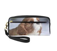 Faccia del Cavalier King Charles Spaniel, Borsa per il trucco Borsa per cosmetici Borsa da viaggio portatile da toilette Astuccio in pelle per donne e ragazze