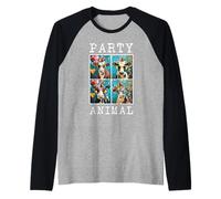 Faccia delle Mucche Colorful Farm Animal Party Hat Funny Mucca Agricoltura Maglia con Maniche Raglan