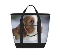 Faccia di Cavalier King Charles Spaniel,Borsa porta pranzo grande capacità isolata per donne e uomini, lavoro, picnic, viaggi