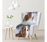 Faccia di Cavalier King Charles Spaniel,Coperta morbida, calda, anti-pilling, in flanella, peluche, 76 x 102 cm