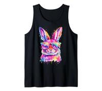 Faccia di Coniglietto con Occhiali Tie Dye Happy Easter Day Holiday Canotta