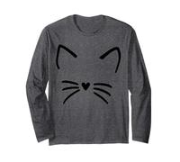 Faccia di gattino Carino Allegro Gatti Amante cuore Gatto Positività Maglia a Manica