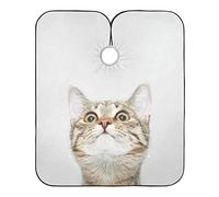 Faccia Di Gatto Curioso Che Guarda In Alto Grembiule Da Parrucchiere Regolabile Taglio Di Capelli Mantello Lavabile Barber Cape Per Bambini Uomini Parrucchieri 140X168Cm