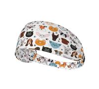 Faccia di gatto e cane Bulldog Beagle Labrador stampa una confezione da una comoda fascia elastica per esercizi atletici 10,9 x 34 cm morbida e traspirante