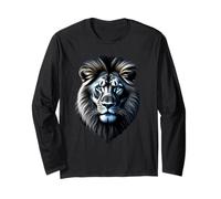 Faccia di leone con occhi blu luminosi amanti del leone Maglia a Manica