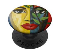 Faccia divisa con ramo in ritratto astratto PopSockets PopGrip Adesivo