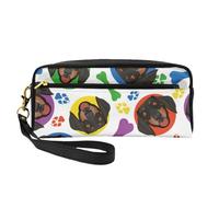 Faccia giocosa del bassotto, Borsa per il trucco Borsa per cosmetici Borsa da viaggio portatile da toilette Astuccio in pelle per donne e ragazze