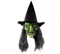 Faccia per le streghe - Maschera per stregoni in lattice | Maschera spaventosa, set di capelli e cappelli neri di Halloween Old Witchs Dress Up Costume spaventosa, Halloween Cosplay Party Horror Props