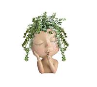 Faccia Pianta Pot Testa Pianta Pot Succulente Pianta Pots Faccia Fiori Pots per Piante di Casa Testa di Resina Pianta Pots con Foro di Dreinage Carino Lady Statua Decor Piano Pot Gift