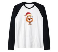 Faccia Pretzel ridente con Cappello di Natale Costume Maglia con Maniche Raglan