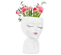 Faccia - Vaso per piante da giardino, a forma di testa artistica, in resina creativa, per piante grasse o piante artificiali, 3,94 x 6,69 Zo