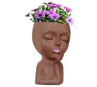 Faccia - Vaso per piante da giardino, a forma di testa artistica, in resina creativa, per piante grasse o piante artificiali, 3,94 x 6,69 Zo