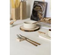 FacciamoCASA Poggia posate in marmo Travertino Paglierino (6 pezzi), appoggio posate tavola design, portaposate tavolo ristorante elegante, poggiaposate regalo casa