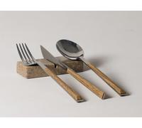 FacciamoCASA Poggia Posate XL in Marmo Naturale - Appoggia posate Artigianale Made in Italy - Elegante Appoggio per Posate - Portaposate Decorativo e Sostenibile per la Tavola (Travertino Noce)