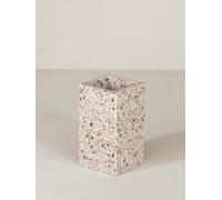 FacciamoCASA Vaso medio in Graniglia di Marmo 9 x 9 x h. 16 cm - Vaso Artigianale Made in Italy - Contenitore Decorativo Multifunzionale - Oggetto da Tavola Elegante e Sostenibile (Bianca e Mattone)
