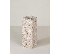 FacciamoCASA Vaso medio in Graniglia di Marmo 9 x 9 x h. 24 cm - Vaso Artigianale Made in Italy - Contenitore Decorativo Multifunzionale - Oggetto da Tavola Elegante e Sostenibile (Bianca e Mattone)