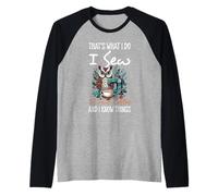 Faccio Cucire, Bevo caffè e so Cosa Sia Un Gufo Amante degli Animali Maglia con Maniche Raglan