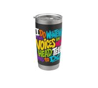 Faccio qualunque cosa le voci nella mia testa mi dicano di fare sarcastico Bicchiere termico in acciaio inox doppia parete