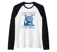 Faccio Quello Che Voglio Cat Mom Cat Dad Funny Cat Meme Retro Maglia con Maniche Raglan