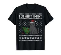 Faccio quello che voglio, gatto e albero di Natale brutto maglione Maglietta