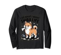 Faccio Quello Che Voglio - Shiba Life Retro Cartoon Dog Maglia a Manica