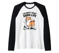 Faccio Quello Che Voglio - Shiba Life Retro Cartoon Dog Maglia con Maniche Raglan