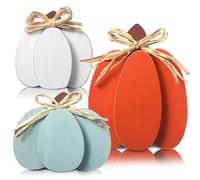 Faccito 3 Decorazioni per Ringraziamento Centrotavola Autunnale a Forma di Zucca Cartelli di Zucca in Legno Rustico della Fattoria Ornamenti Autunnali per Cucina Mensola a più Livelli Tavola