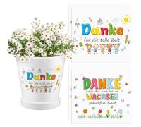 Faccito 4 Adesivi per il Vaso di Fiori Grazie Adesivi Danke, dass du mir beim Wachsen geholfen hast Regalo Educatore Regalo di Ringraziamento dell'Asilo(Fiori, Tenendosi per Mano)