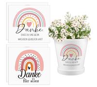 Faccito 4 Adesivi per il Vaso di Fiori Grazie Adesivi Danke, DASS Du UNS beim WACHSEN GEHOLFEN HAST Regalo Educatore Regalo di Ringraziamento dell'Asilo Grazie per la Scuola dell'Infanzia (Arcobaleno)
