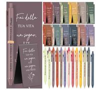 Faccito Set da 24 Pezzi Regali Motivazionali Include 24 Penne a Sfera Ispiratrici 24 Segnalibri Magnetici Motivazionali in Italiano 30 Fascette Regali di Ringraziamento e di Addio per Amici Colleghi