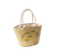 FACDEM Borsa a tracolla da donna per borsa da spiaggia estiva in paglia intrecciata 2022 nuova borsa ricamata semplice alfabeto grande capacità, cachi, Taglia unica