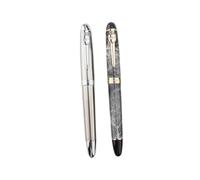 FACDEM Penna stilografica effetto marmo, leggera, di lusso, alla moda, dal design squisito, per lavoro, ufficio, studenti, penna a inchiostro nero/argento (B,M)