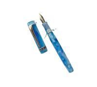FACDEM Penna stilografica in acrilico liscio, con pennino EF/F, 24 colori, con bellissimo motivo marmorizzato e ambra, ideale come regalo per ufficio e lavoro (blu trasparente, EF (0,38 mm)