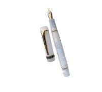 FACDEM Penna stilografica in acrilico liscio, con pennino EF/F, con bellissimo motivo marmorizzato e ambra, ideale come regalo per ufficio e affari (clip dorata), M (0,8 mm)