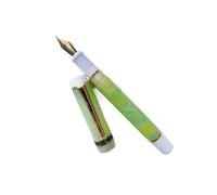FACDEM Penna stilografica in acrilico liscio, con pennino EF/F, con bellissimo motivo marmorizzato e ambra, ideale come regalo per ufficio e lavoro (verde misto, M (0,8 mm)