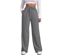 FACDIBY Pantaloni della tuta a gamba larga per le donne pantaloni larghi elastici a vita alta con coulisse con tasche, grigio scuro, XX-Large